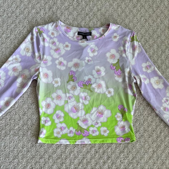 Cynthia Rowley Printed Rashguard Pink/Green Cherry Blossom Large NWT Beach Swim - Picture 4 of 16